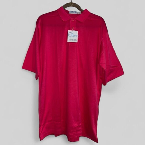 Vintage Pickering Men's PINK Polo Golf Shirt Size L Large NEW NWT Lisle Cotton - Picture 1 of 8